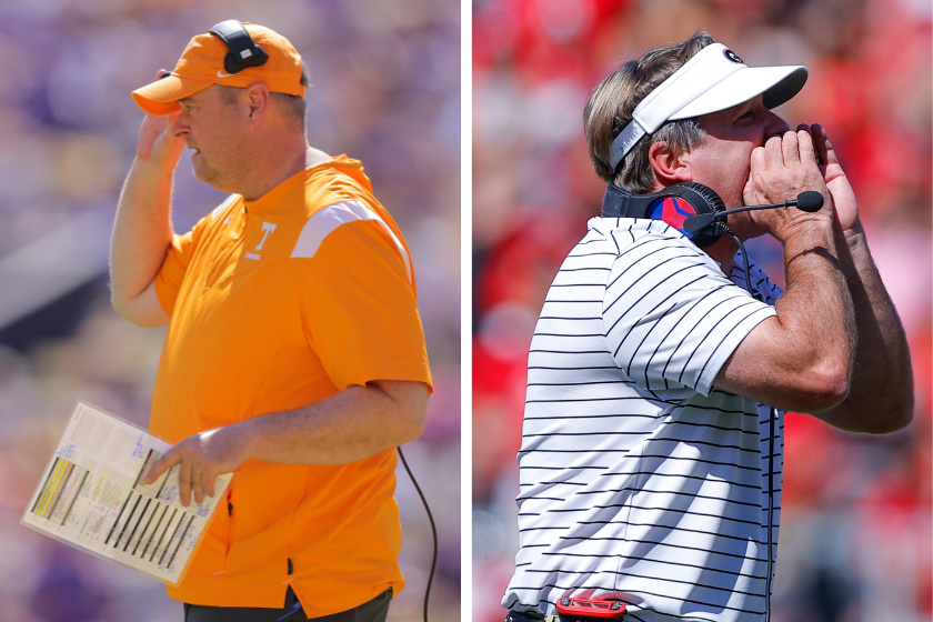 Tennessee head coach Josh Heupel and Georgia head coach Kirby Smart face off in the biggest football game of the year. 
