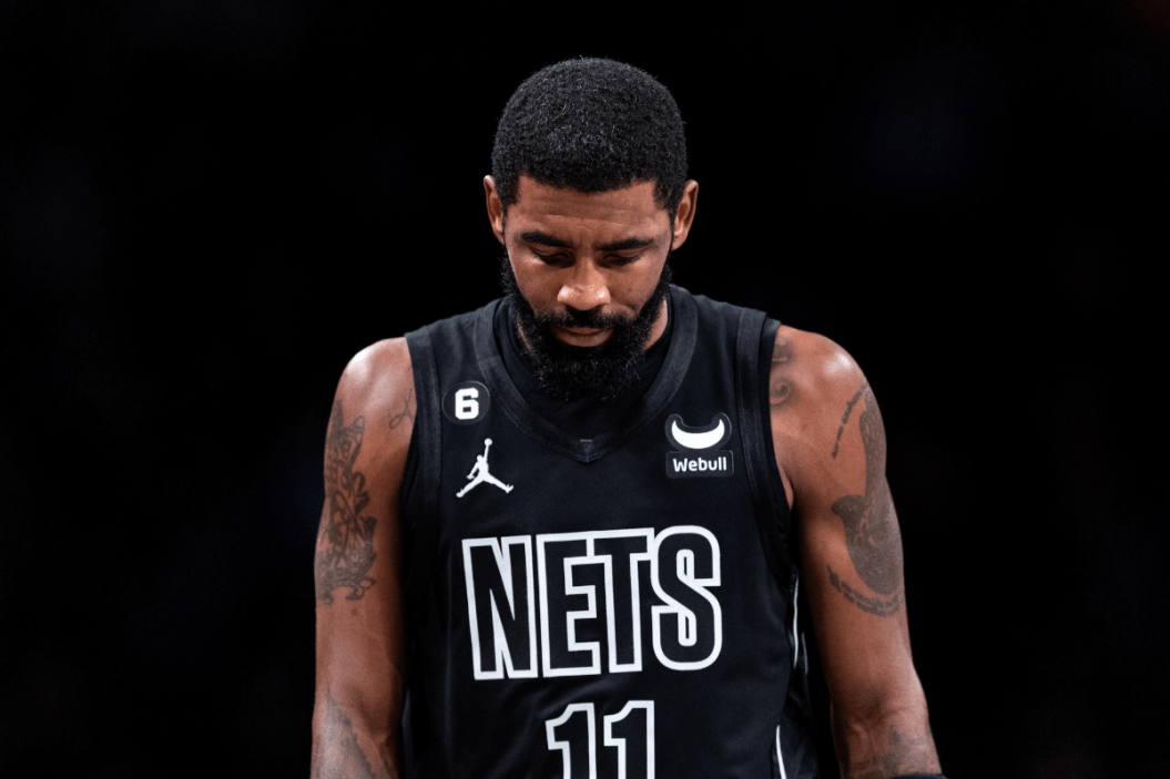 Kyrie Irving #11 of the Brooklyn Nets walks to the bench during the second quarter of the game against the Indiana Pacers at Barclays Center