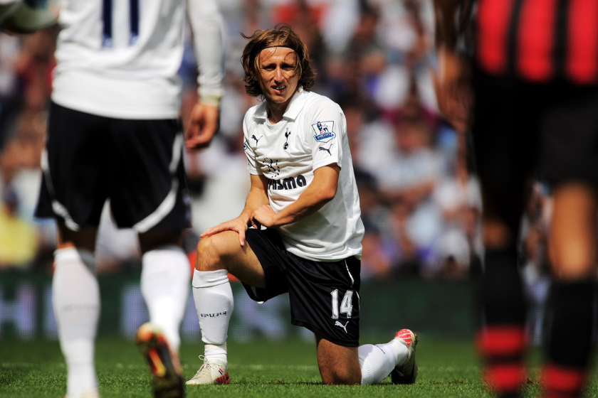 Luka Modric of Tottenham in action during the Barclays Premier League match between Tottenham Hotspur and Manchester City at White Hart Lane