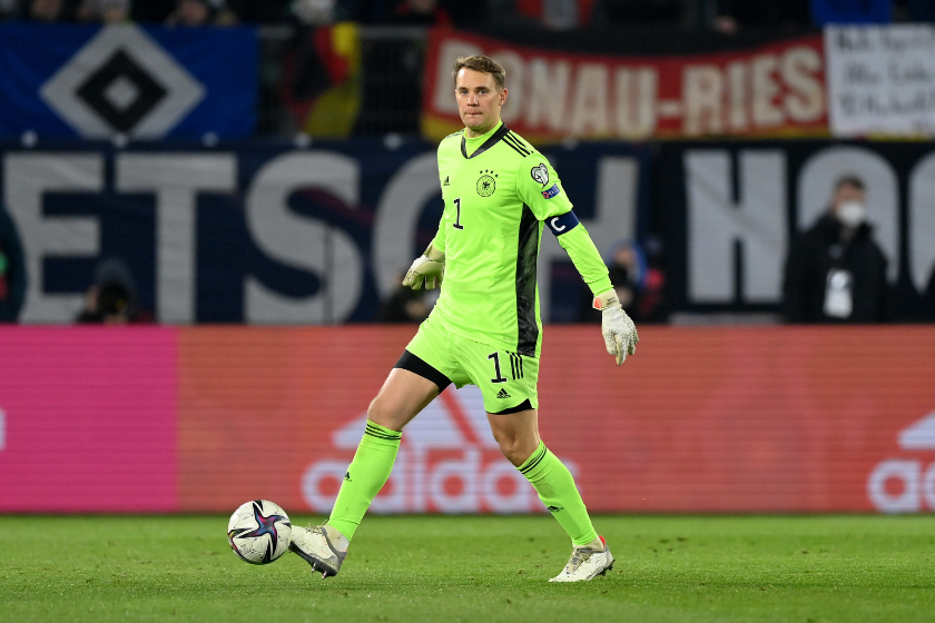 Manuel Neuer, goalkeeper of Germany looks on during of the 2022 FIFA World Cup Qualifier match between Germany and Liechtenstein