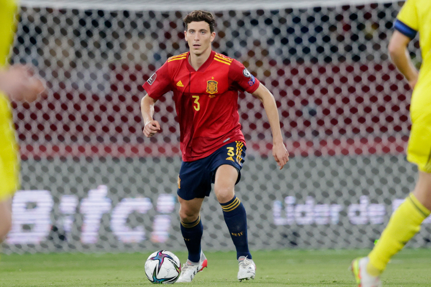 Pau Torres of Spain during the World Cup Qualifier match between Spain v Sweden at the Estadio La Cartuja