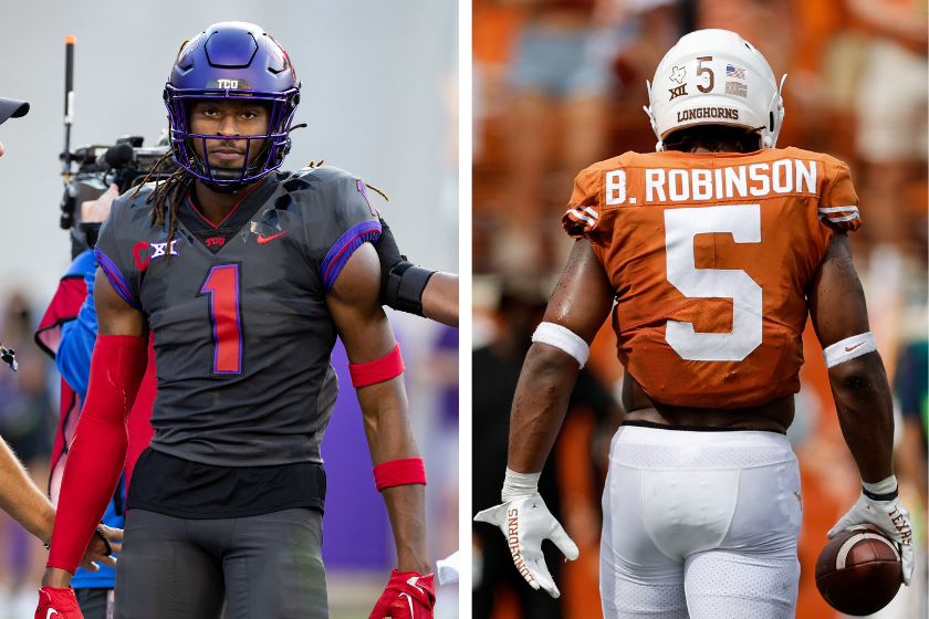 Quentin Johnston and Bijan Robinson will face off in a Big 12 battle with major CFP implications.
