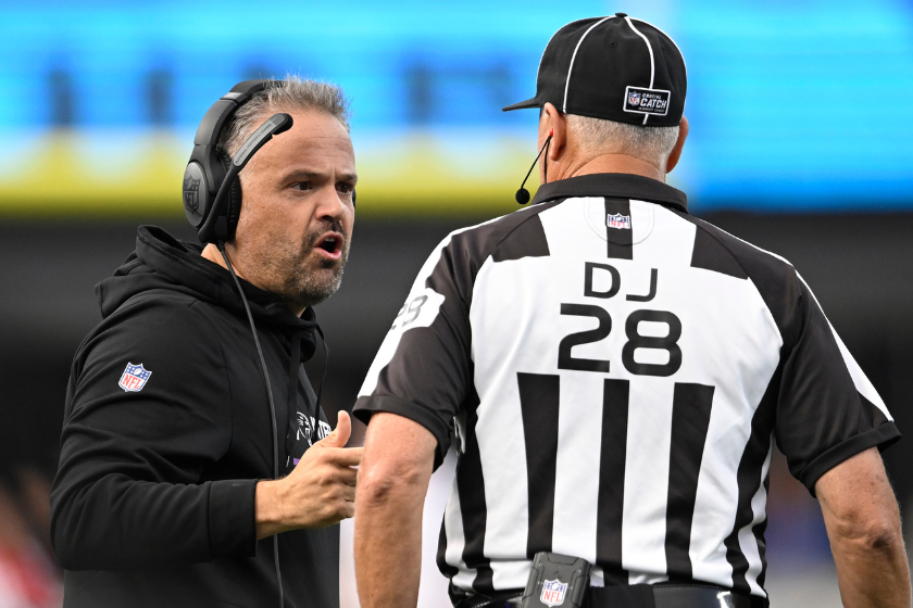 Matt Rhule discusses a call with a ref against the San Francisco 49ers.