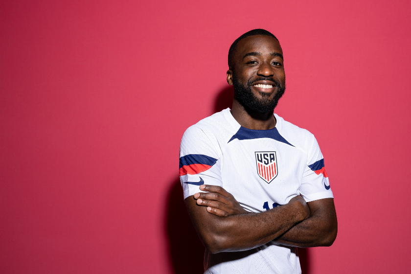 Shaq Moore of United States poses during the official FIFA World Cup Qatar 2022 portrait session