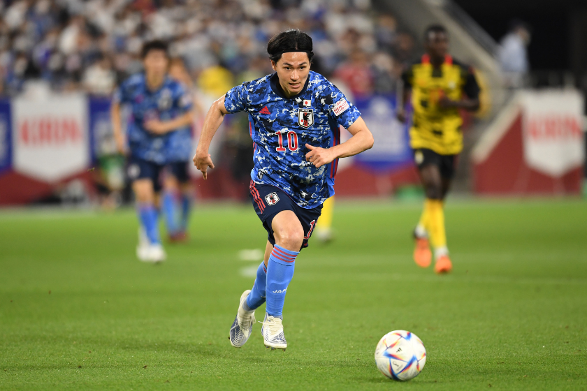 Takumi Minamino of Japan in action during the international friendly match between Japan and Ghana 