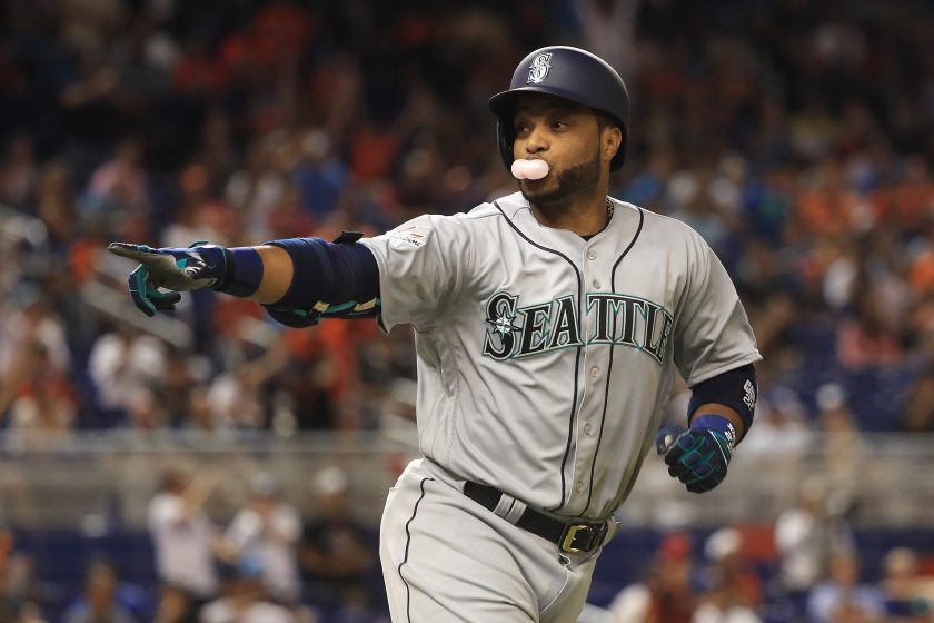 Robinson Cano blows a bubble with the Mariners.