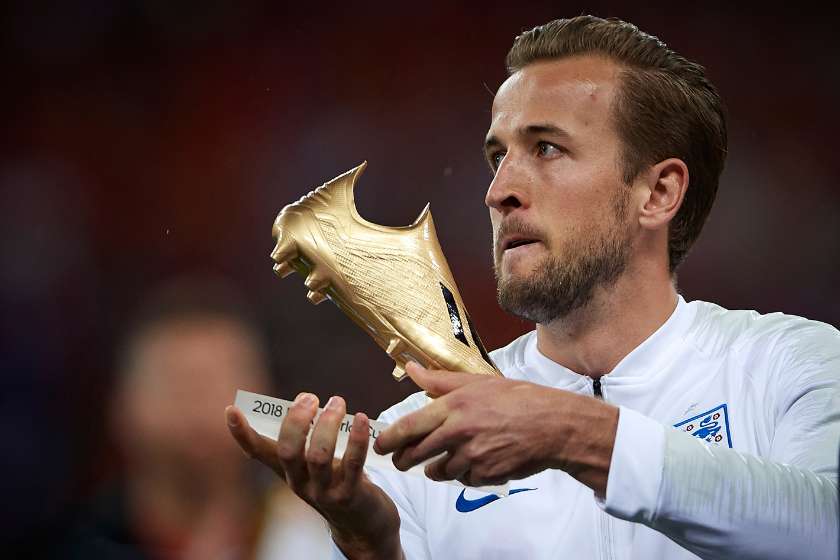 Harry Kane of England is awarded with the World Cup 2018 Golden Boot prior to the UEFA Nations League A group four match between England and Spain at Wembley Stadium