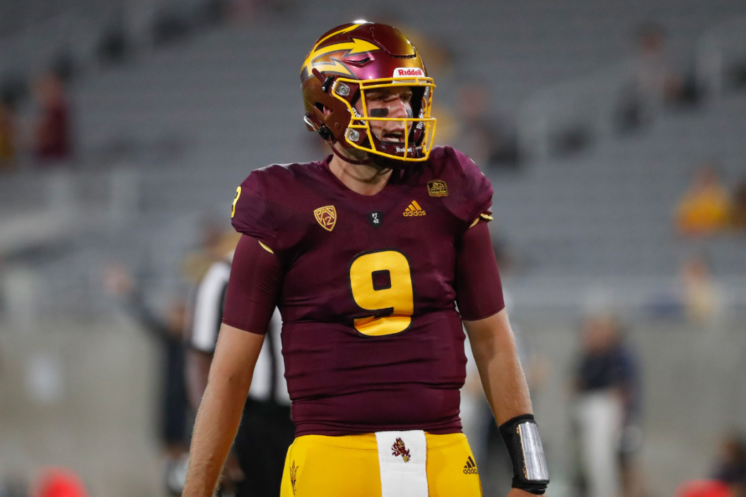 Arizona State Sun Devils quarterback Paul Tyson (9) looks on before the college football game between the Eastern Michigan Eagles and the Arizona State Sun Devils