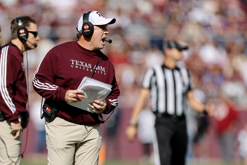 Jimbo Fisher coaching in Texas A&M's game against Florida.