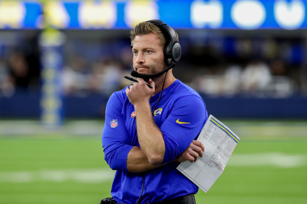 Rams head coach Sean McVay watches the final seconds of action during the Rams 27-17 loss to the Arizona Cardinals at SoFi Stadium