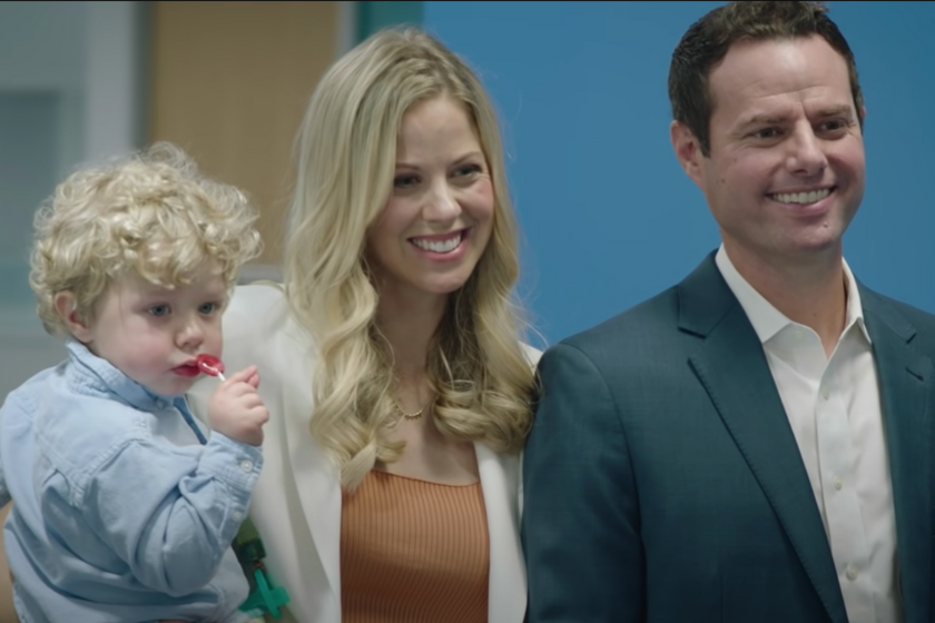 Los Angeles Chargers Head Coach Brandon Staley, and his wife, Amy Staley, and one of their three sons. 