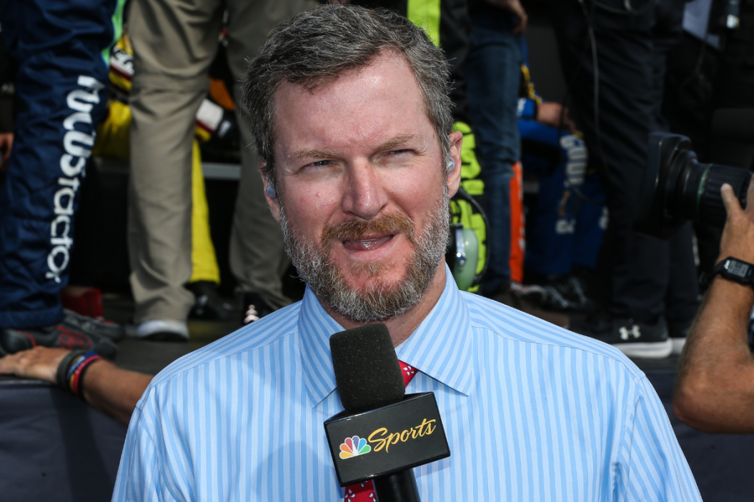 Dale Earnhardt Jr. on camera prior to the start of the NASCAR Cup Series Playoff South Point 400, on October 16, 2022 at Las Vegas Motor Speedway