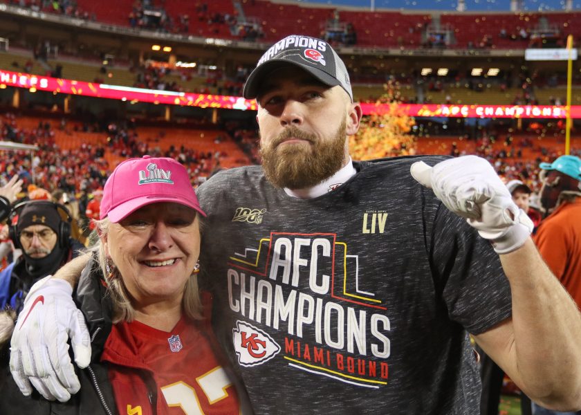 Travis Kelce and his mom, Donna.