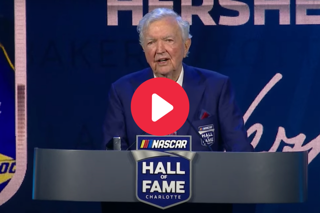 Hershel McGriff speaks during the NASCAR Hall of Fame Induction Ceremony at Charlotte Convention Center on January 20, 2023 in Charlotte, North Carolina