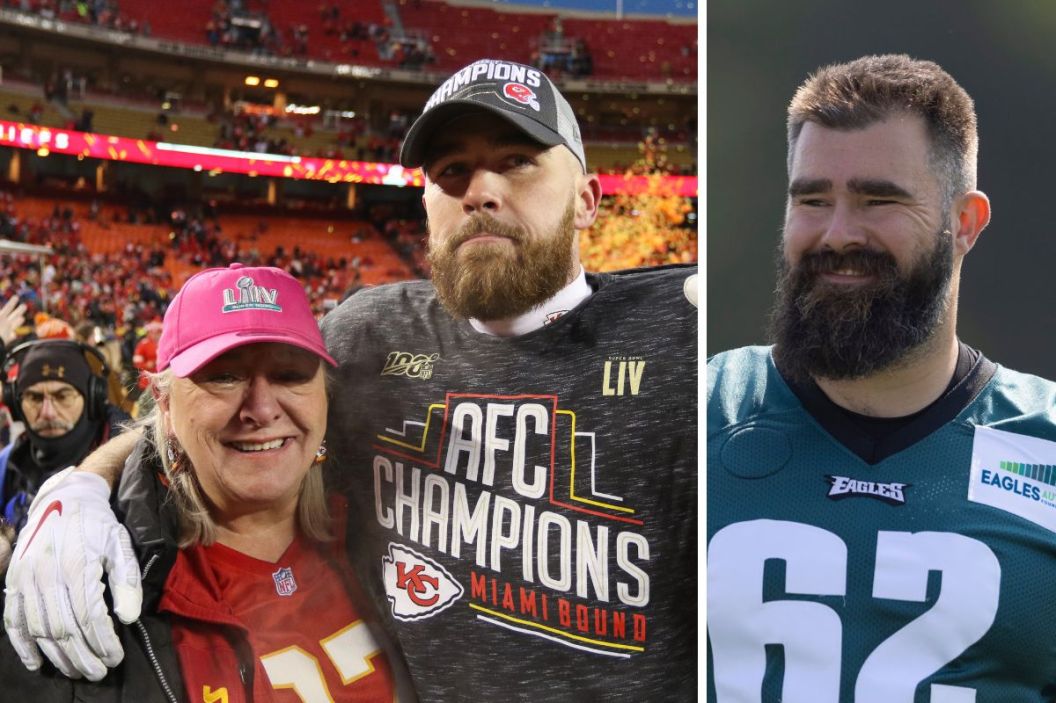 Travis and Jason Kelce and their mom, Donna.