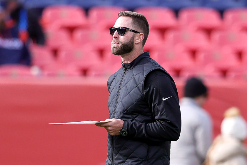 Arizona Cardinals head coach Kliff Kingsbury stands on the field before an NFL game between the Arizona Cardinals and the Denver Broncos on December 18, 2022 at Empower Field