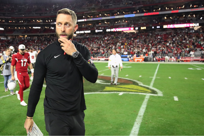 Arizona Cardinals head coach Kliff Kingsbury leaves the field after the Week 17 Sunday afternoon NFL game between the Arizona Cardinals and the Atlanta Falcons