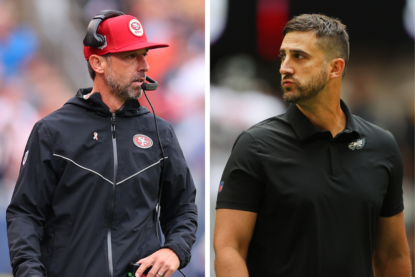 Head coaches Kyle Shanahan and Nick Sirianni square off in the 2023 NFC Championship.