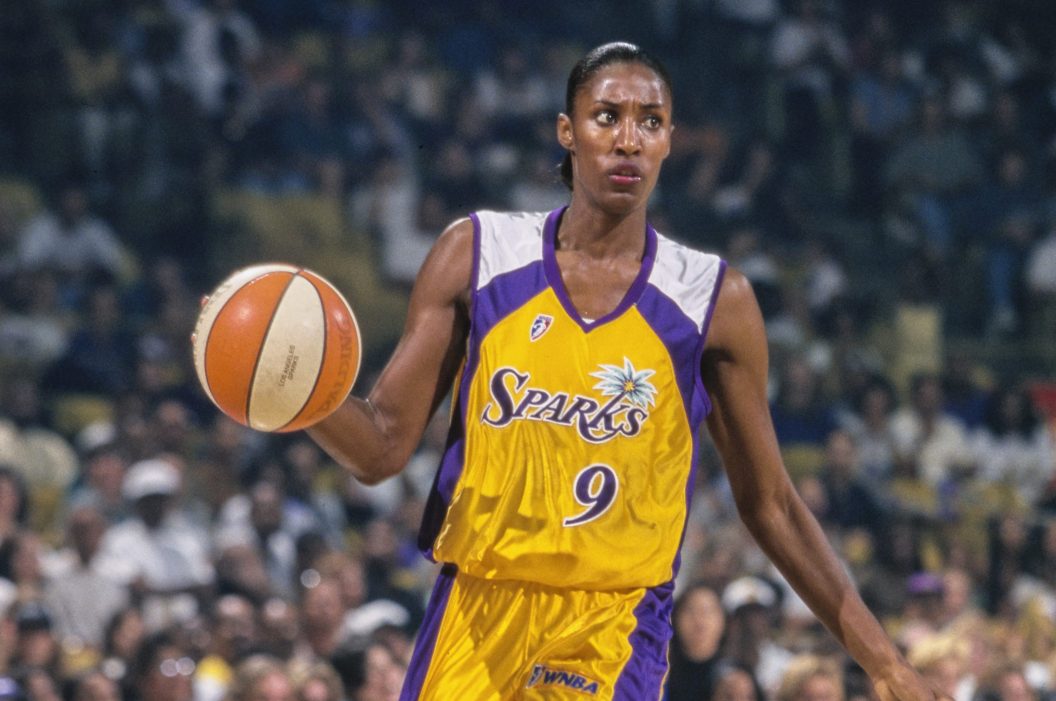 Lisa Leslie #12, Center for the Los Angeles Sparks during the WNBA Western Conference basketball game against the Sacramento Monarchs on 22nd August 1997 at the Great Western arena in Los Angeles, California, United States, United States. The Los Angeles Sparks won the game 88 - 77 (Photo by Todd Warshaw/Allsport/Getty Images)