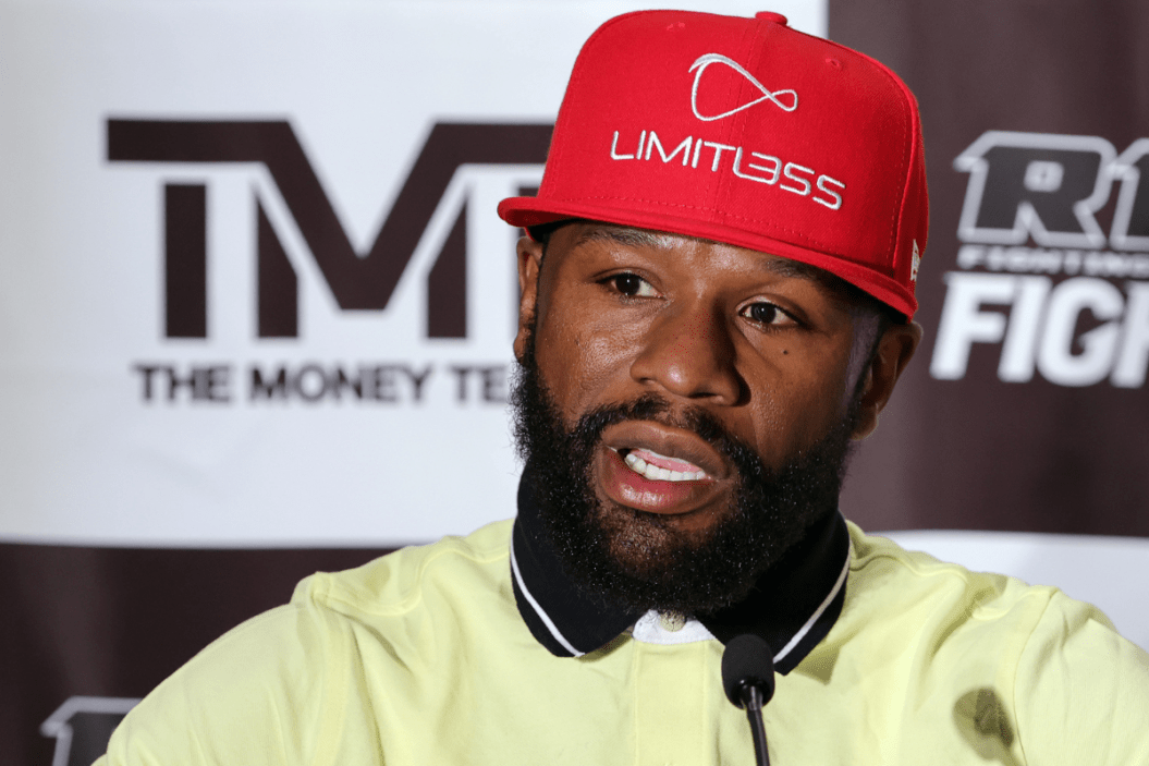 Floyd Mayweather speaks during a news conference announcing an exhibition boxing bout against mixed martial artist Mikuru Asakura at The M Resort on June 13, 2022 in Henderson, Nevada