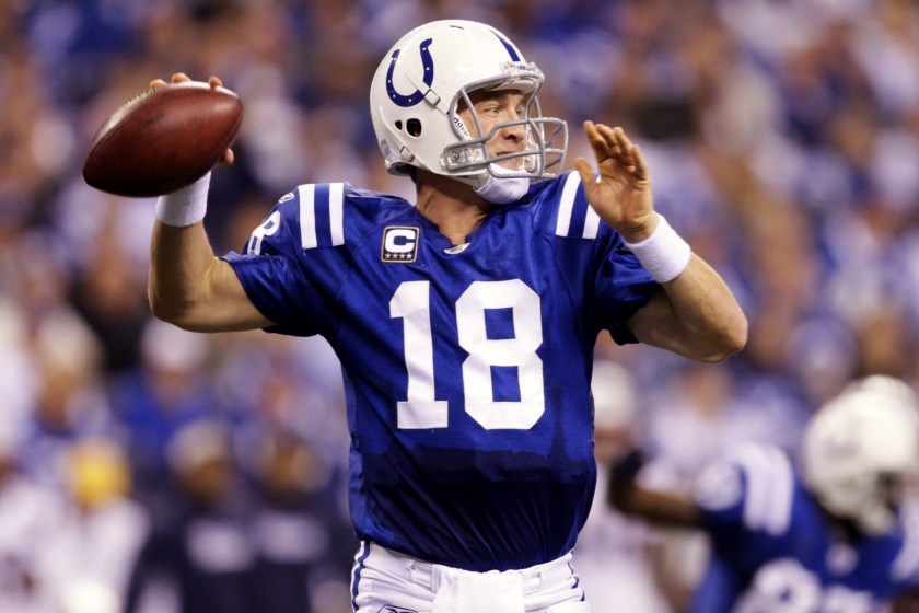 Peyton Manning throws a pass for the Colts.