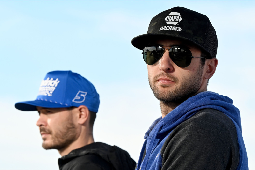 Kyle Larson and Chase Elliott speak to the media prior to practice for the 2023 NASCAR Busch Light Clash at the Los Angeles Memorial Coliseum