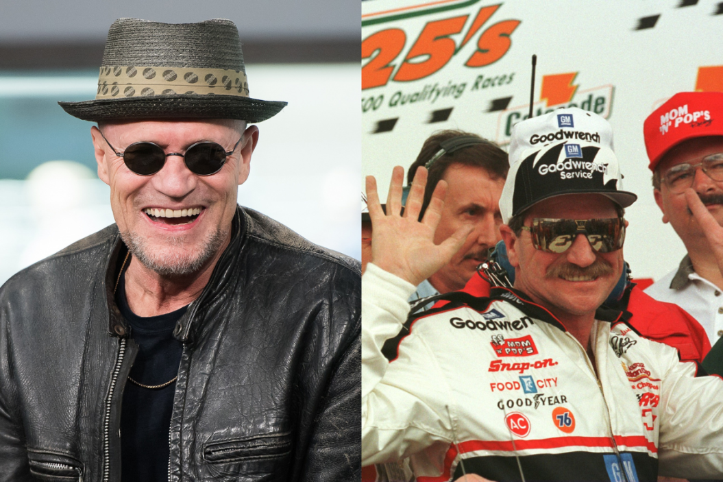 Michael Rooker visits Build Studio to discuss Guardians of the Galaxy Vol. 2 at Build Studio on May 4, 2017 ; Dale Earnhardt celebrates his seventh Gatorade125 Qualifying in 1996 at Daytona International Speedway