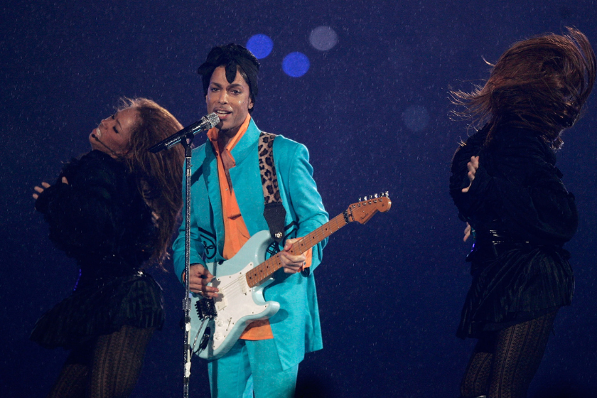 Prince performs during the "Pepsi Halftime Show" at Super Bowl XLI between the Indianapolis Colts and the Chicago Bears