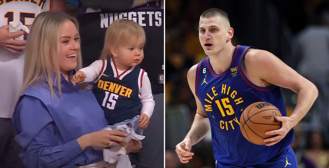 Nikola Jokic and his wife and kid.