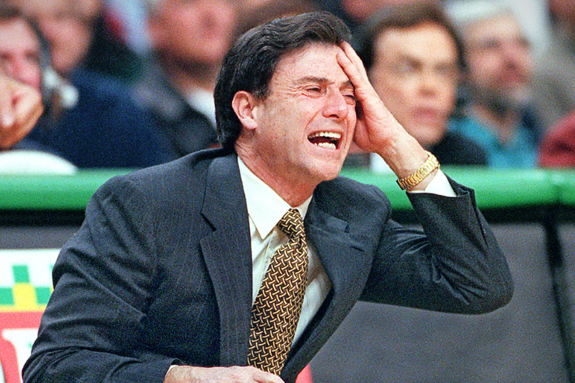 CELTICS VS WIZARDS. RICK PITINO REACTS AFTER THE CELTICS LEAD SLIPS AWAY IN THE SECOND HALF AS THEY LOSE ANOTHER