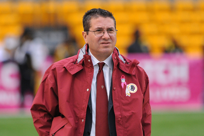 Team owner Daniel Snyder of the Washington Redskins looks on from the sideline before a game against the Pittsburgh Steelers at Heinz Field