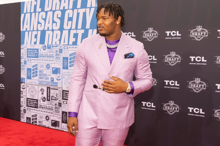 Jalen Carter during the NFL Draft Red Carpet at the National WWI Museum and Memorial