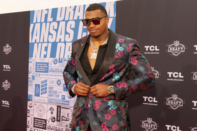 Tyree Wilson during the NFL Draft Red Carpet at the National WWI Museum and Memorial