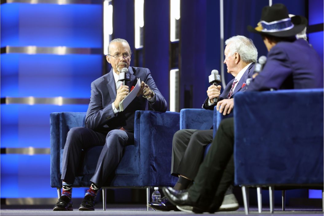 Kyle Petty speaks during the Fireside Chat prior to the 2023 NASCAR Hall of Fame Induction Ceremony at Charlotte Convention Center