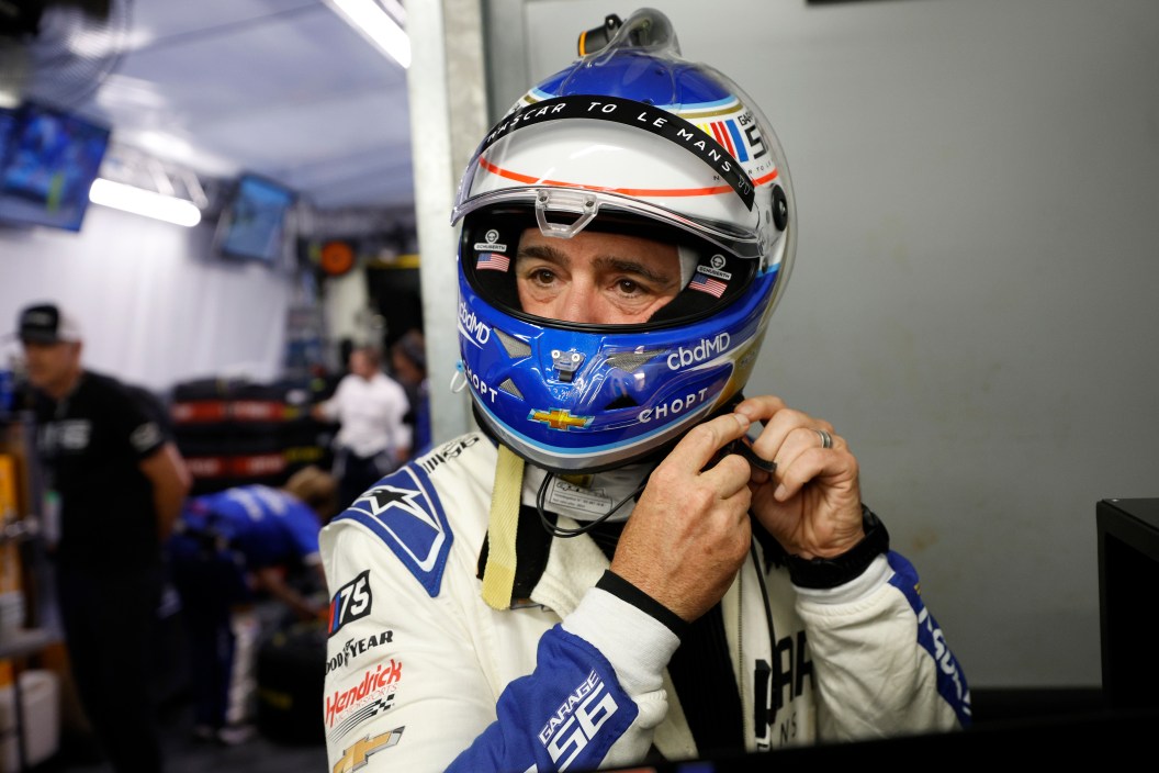 LE MANS, FRANCE - JUNE 10: Jimmie Johnson, driver of the #24 NASCAR Next Gen Chevrolet ZL1 prepares to drive during the 100th anniversary of the 24 Hours of Le Mans at the Circuit de la Sarthe June 10, 2023 in Le Mans, France.
