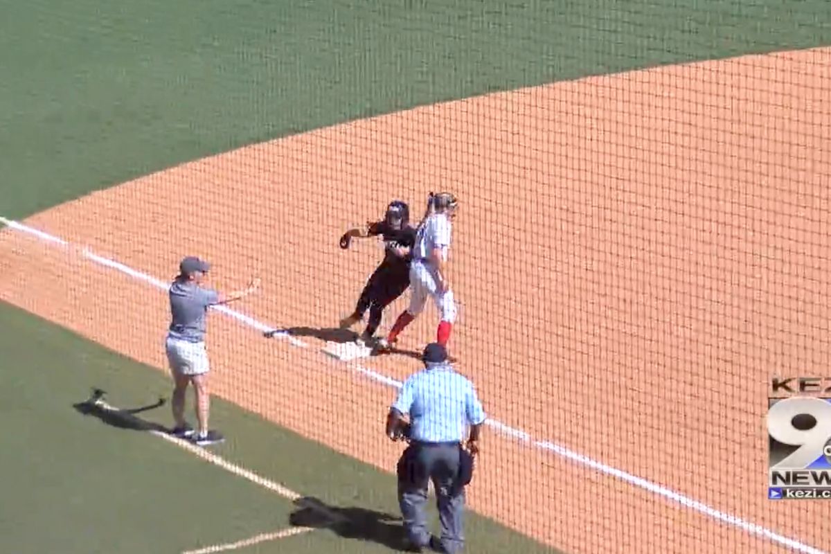 Interference is called in an Oregon state championship game.