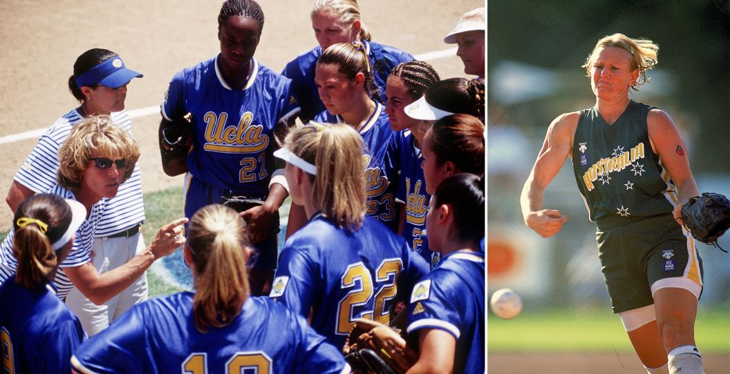 UCLA softball in 1995, with pitcher Tanya Harding.