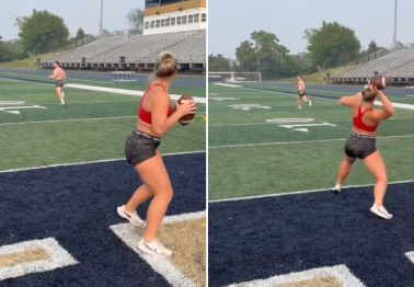 This Female College Athlete's 30-Yard Football Throw Turned Heads