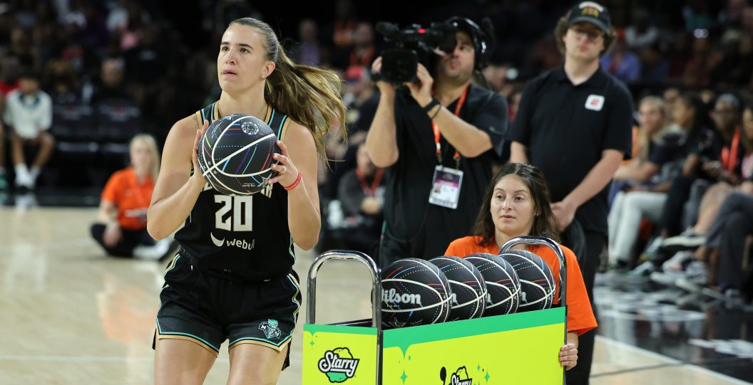 WNBA star Sabrina Ionescu catches fire during the three-point contest.