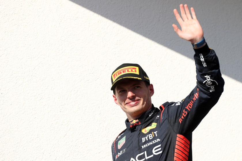 Red Bull Formula 1 driver Max Verstappen celebrates another win.