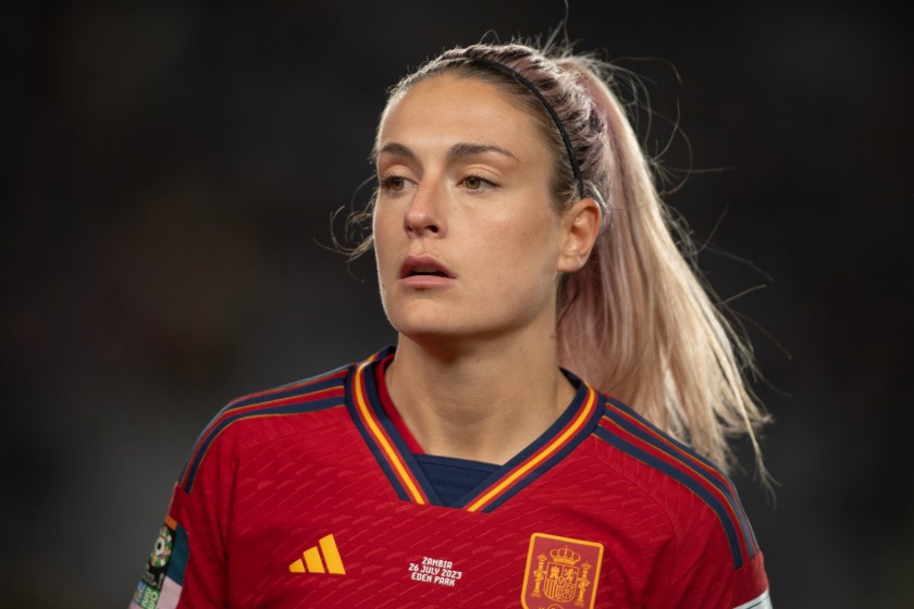 Alexia Putellas plays in a match for Spain.