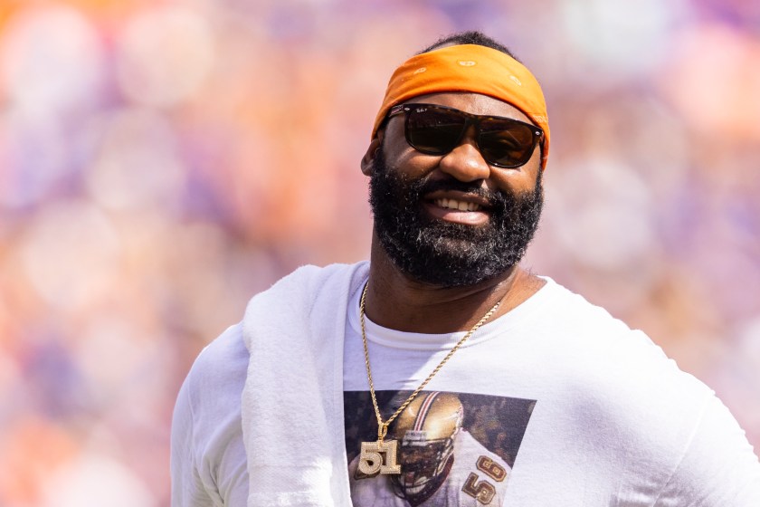 Brandon Spikes smiles at a Florida football game in 2021.