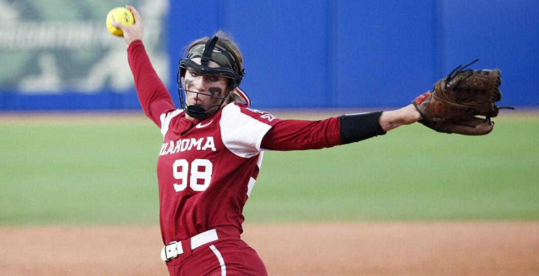 OKLAHOMA CITY, OKLAHOMA - JUNE 08: Jordyn Bahl #98 of the Oklahoma Sooners pitches in the fifth inning against the Florida State Seminoles during Game Two of the NCAA Division 1 Softball Championship at USA Softball Hall of Fame Stadium on June 08, 2023 in Oklahoma City, Oklahoma.