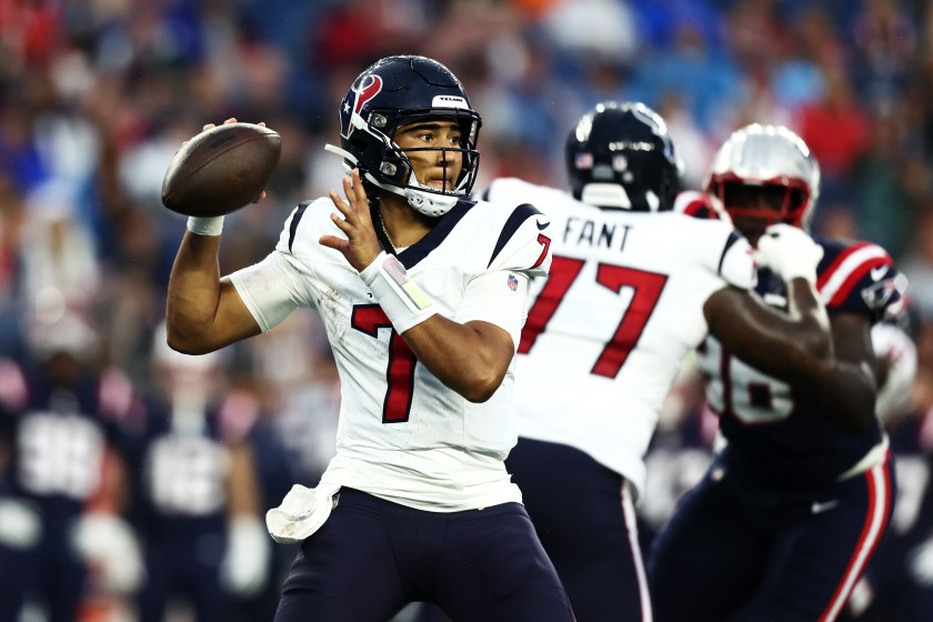 CJ Stroud throws a pass for the Texans.