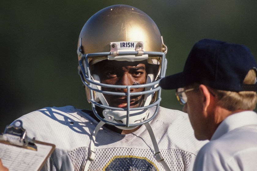Tony Rice looks on during a practice.