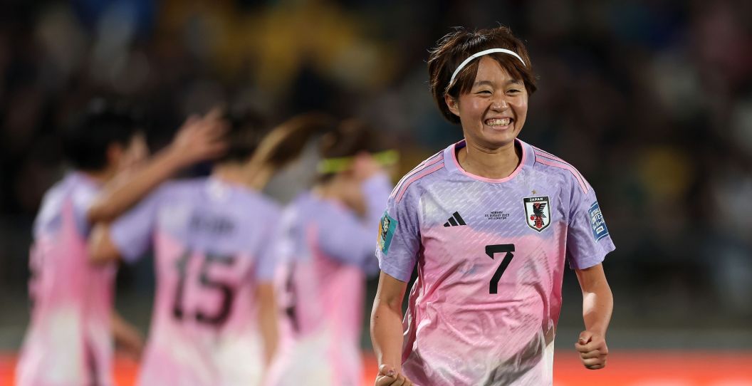 Japan celebrates at the Women's World Cup.