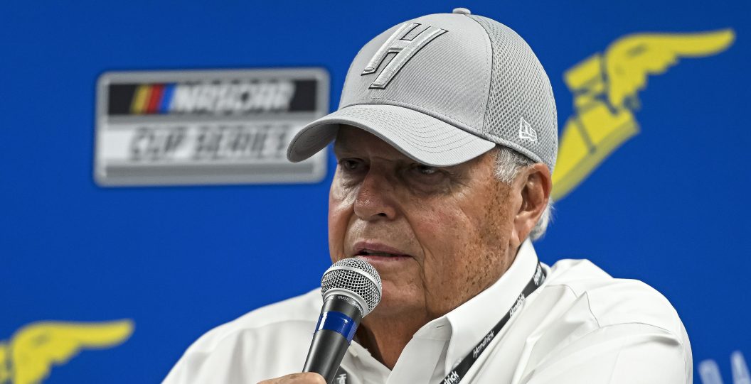 DARLINGTON, SOUTH CAROLINA - MAY 14: NASCAR Hall of Famer Rick Hendrick team owner of Hendrick Motorsport speaks to the media during a press conference after the NASCAR Cup Series Goodyear 400 at Darlington Raceway on May 14, 2023 in Darlington, South Carolina.