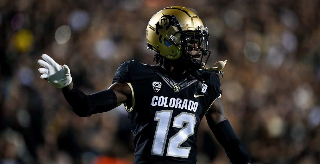 BOULDER, CO - SEPTEMBER 16: Cornerback Travis Hunter #12 of the Colorado Buffaloes stands on the field before the start of a game against the Colorado Buffaloes at Folsom Field on September 16, 2023 in Boulder, Colorado.