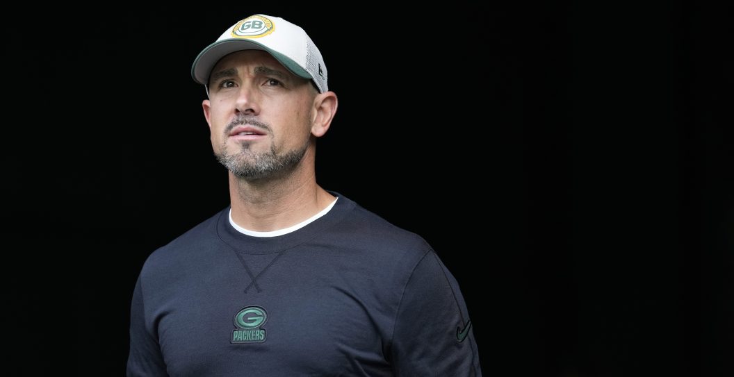 GREEN BAY, WISCONSIN - SEPTEMBER 24: Head coach Matt LaFleur of the Green Bay Packers looks on prior to a game against the New Orleans Saints at Lambeau Field on September 24, 2023 in Green Bay, Wisconsin.