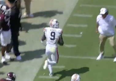 Jimbo Fisher Inexplicably Runs on Field During Auburn Scoop-and-Score